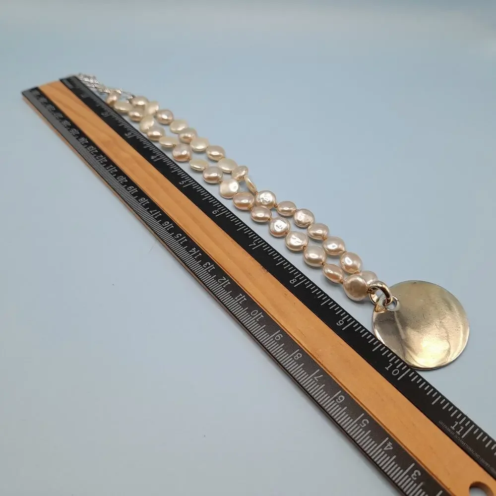 Vintage MONET Pearl Necklace Hand Knotted Toggle Clasp 17